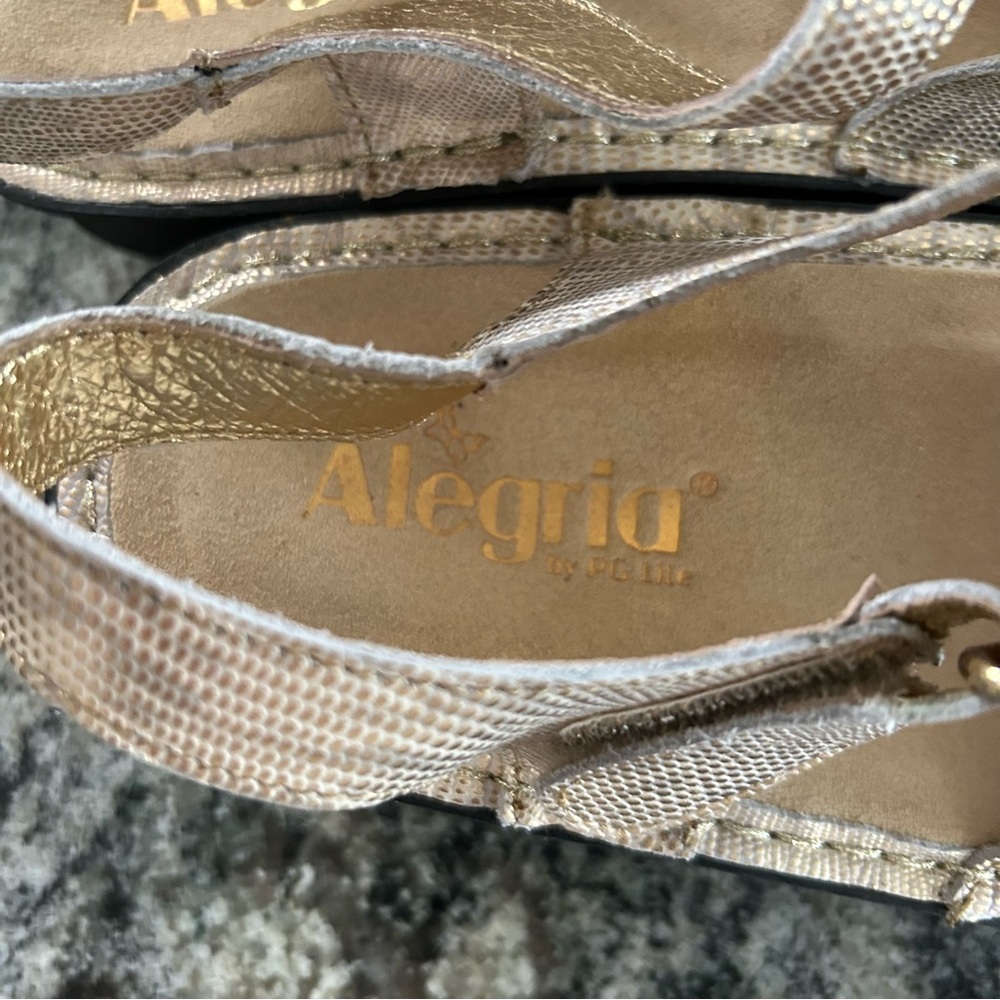 Alegria Klio Gold Sandals with Adjustable Straps and Cushioned Footbed - Picture 5 of 7